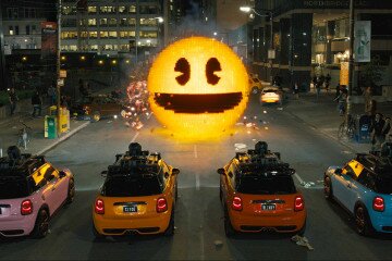 Inky, Blinky, Clyde and Pinky take on Pac-Man in Columbia Pictures' PIXELS.