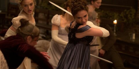 Lily James and Bella Heathcote in Screen Gems' PRIDE AND PREJUDICE AND ZOMBIES.